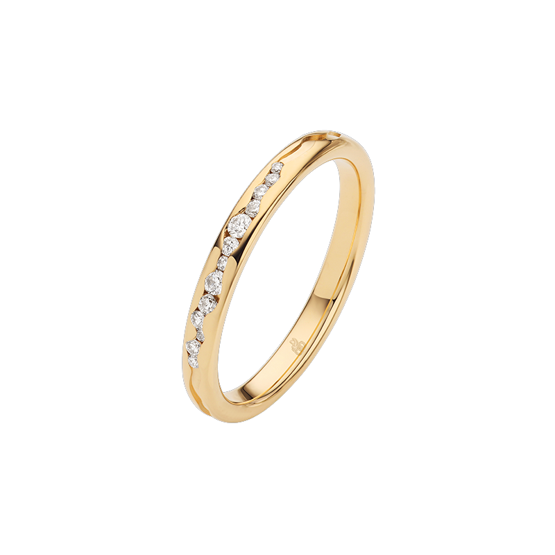 Obrączka ślubna złoto próba 375, diamenty 0.13 ct, 11-04938