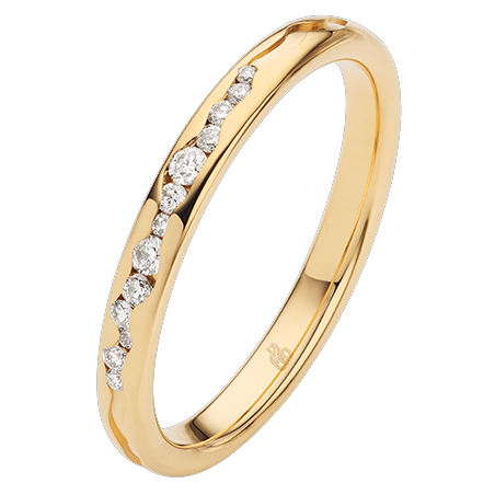 Obrączka ślubna złoto próba 375, diamenty 0.13 ct, 11-04938