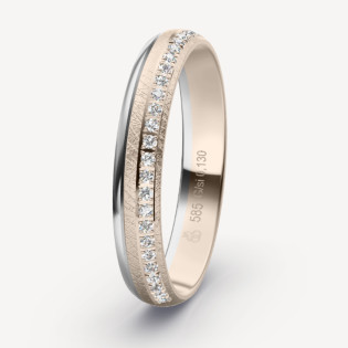 Obrączka ślubna złoto próba 585, diamenty 0.13 ct, 73-50035