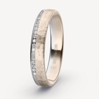Obrączka ślubna złoto próba 585, diamenty 0.095 ct, 73-50033