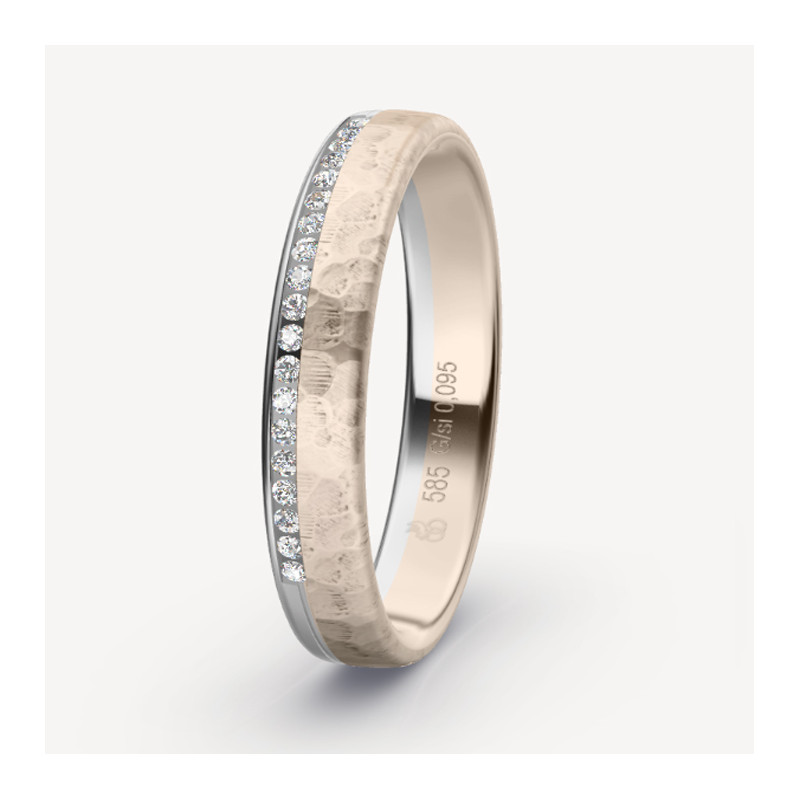 Obrączka ślubna złoto próba 585, diamenty 0.095 ct, 73-50033