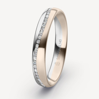 Obrączka ślubna złoto próba 585, diamenty 0.145 ct, 73-50032