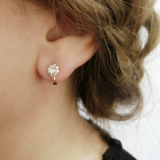 Kolczyki zółote dla dziewczynki kwiatki z cyrkonią próba 585