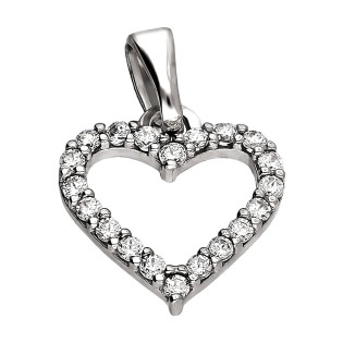 Serduszko z białego złota 585 z cyrkoniami