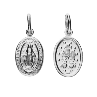 Medalik Matka Boska Niepokalana białe złoto 585