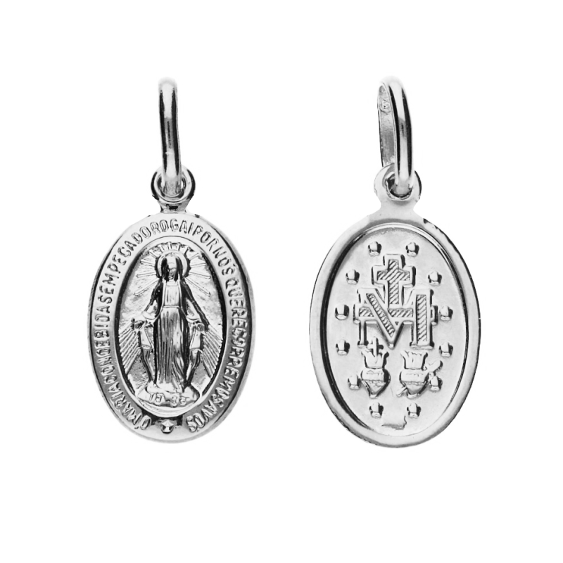 Medalik Matka Boska Niepokalana białe złoto 585