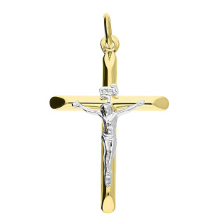 Krzyżyk z wizerunkiem Chrystusa dwa kolory próba 585