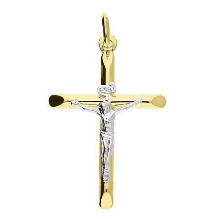 Krzyżyk z wizerunkiem Chrystusa dwa kolory próba 585