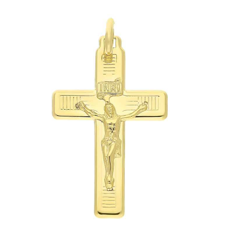 Krzyżyk złoty 585 z Wizerunkiem ramiona kwadratowe