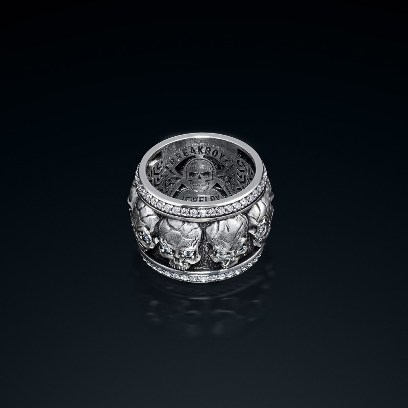 Sygnet męski BREAKBOYZ Skull Eight soul first srebro 925