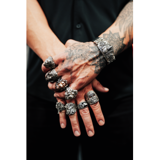 Sygnet męski BREAKBOYZ Monster Lionborn srebro 925 z różowym pozłoceniem