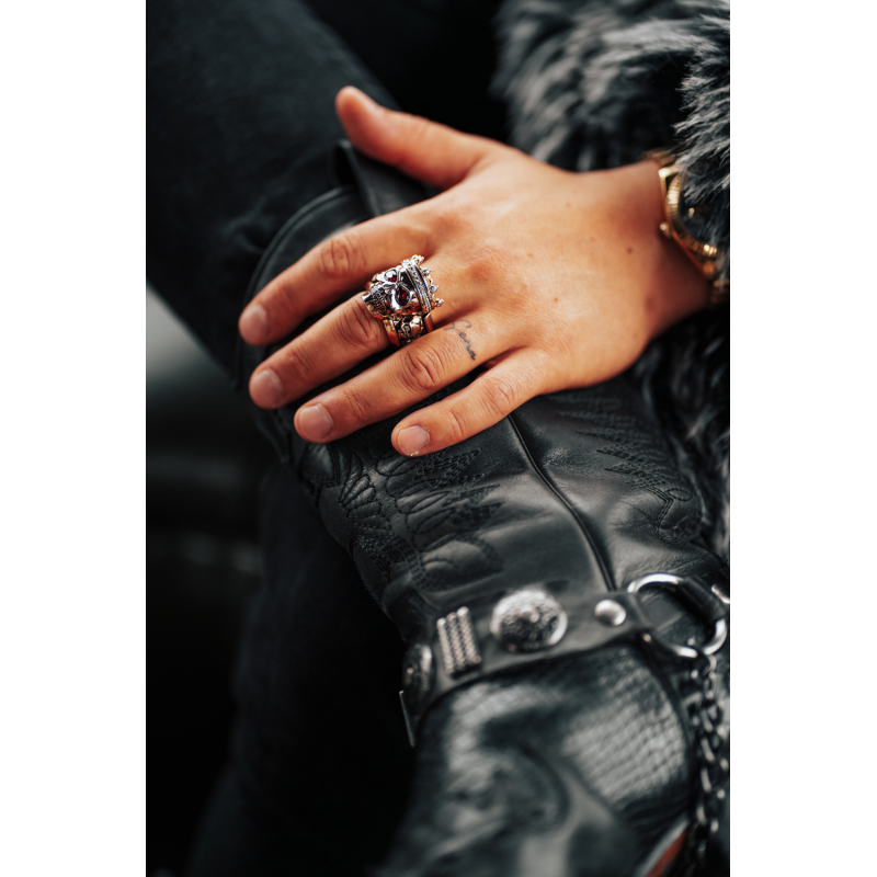 Sygnet męski BREAKBOYZ Skull The Light of Seven srebro 925 z różowym pozłoceniem