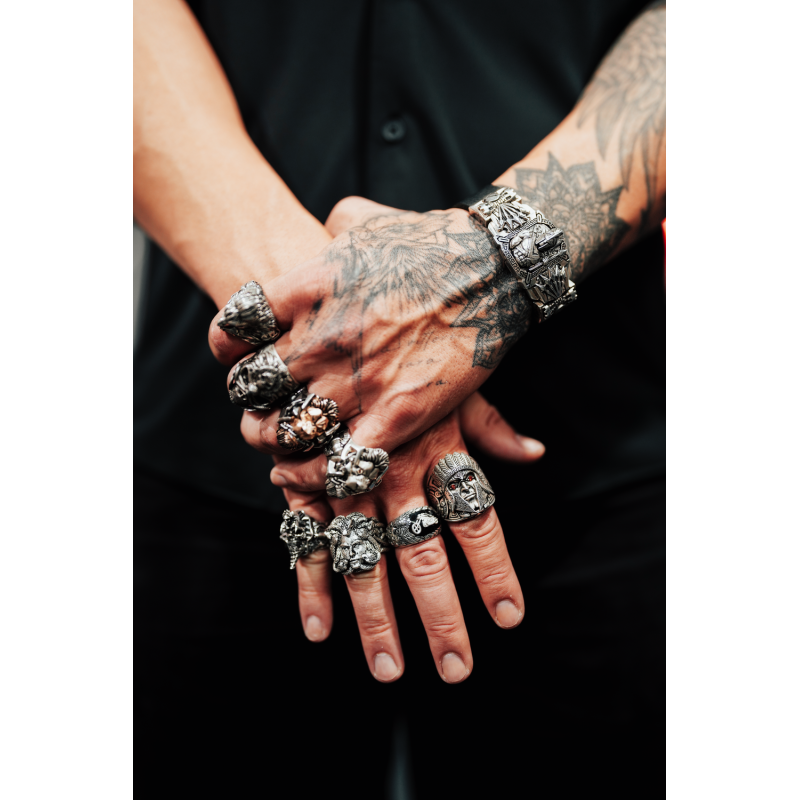 Sygnet męski BREAKBOYZ Titan Aztec srebro 925 z diamentami 0,13 ct