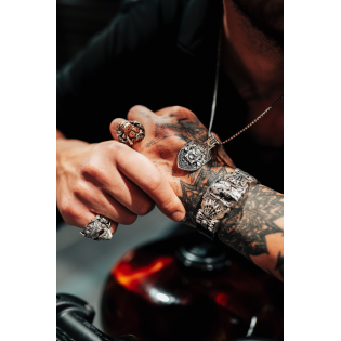 Bransoleta męska BREAKBOYZ Titan Guardian of Sparta srebro 925 ze skórą