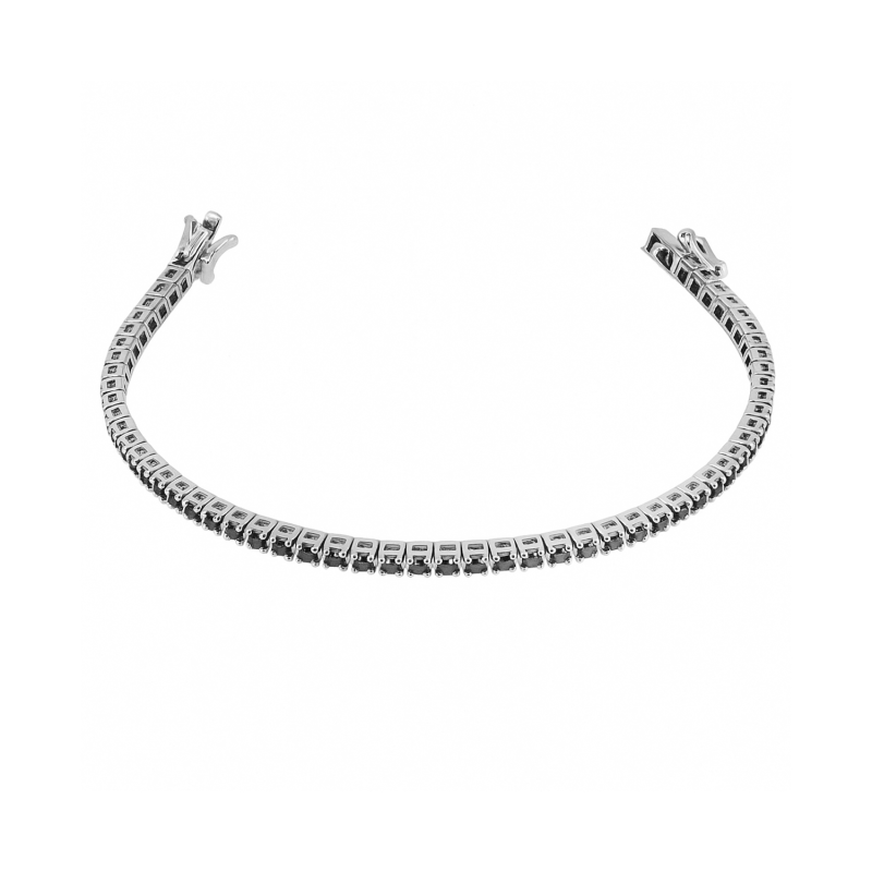 Bransoletka z cyrkoniami czarnymi oprawa tennis srebro 925