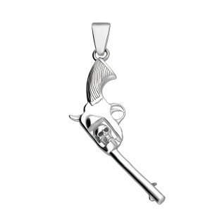 Srebrna Zawieszka Rewolwer Czaszka pr. 925 - JubilerSezam.pl