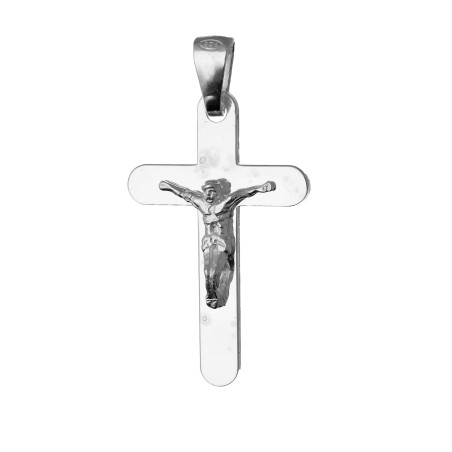 Krzyżyk srebrny z wizerunkiem Chrystusa ramiona obłe próba 925