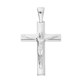 Srebrny krzyżyk 925 z wizerunkiem Chrystusa – zaoblone ramiona