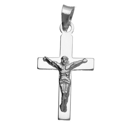Mały srebrny krzyżyk 925 z wizerunkiem Chrystusa – proste ramiona