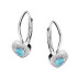 Kolczyki srebrne rodowane z motywem markizy i błękitną cyrkonią w kształcie serca próba 925