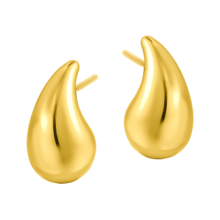 Kolczyki viral srebrne w kolorze złotym w kształcie wygiętych łezek 3D