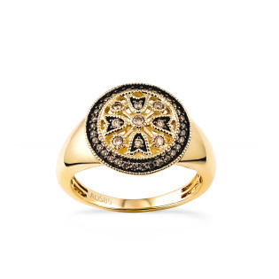 Pierścionek złoty z szampańskimi diamentami próba 585