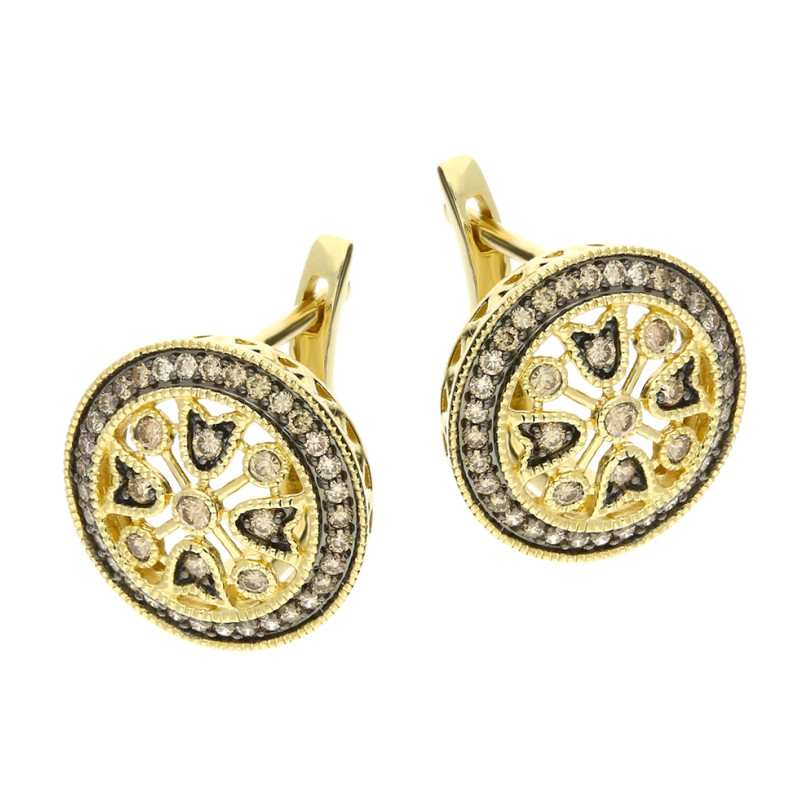 Kolczyki z diamentami szampańskimi złoto 585