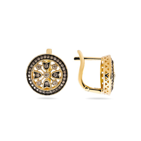 Kolczyki z diamentami szampańskimi złoto 585