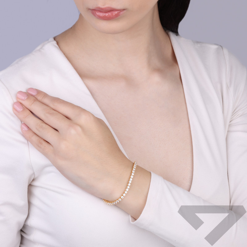 Bransoletka srebrna z cyrkoniami w oprawie tennis srebro 925 koloru złotego