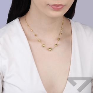 Naszyjnik srebrny z kulkami na łańcuszku próba 925 kolor złoty