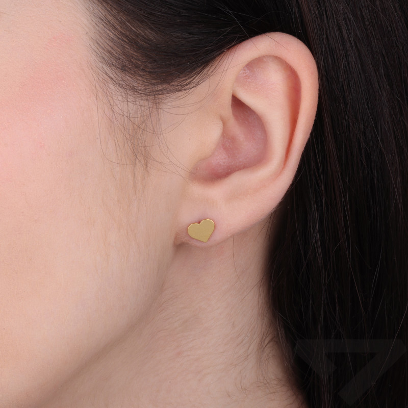 Kolczyki w kształcie gładkiego serca srebro 925 koloru złotego