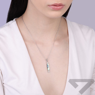 Wisiorek prostokątny z zieloną masą perłową srebro 925