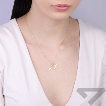 Wisiorek stojący jamnik ramka złoto 585