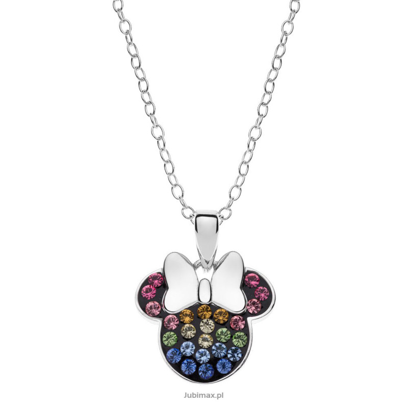 Naszyjnik Disney Minnie srebro 925 z kolorowymi cyrkoniami