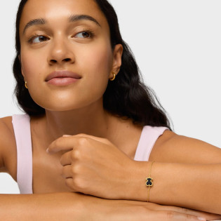 Bransoletka TOUS ze srebra powlekanego 18-karatowym złotem i czarnego szkła akrylowego Galaxy