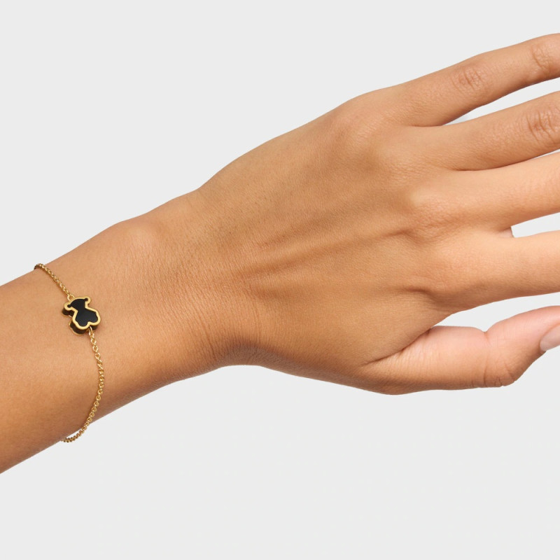 Bransoletka TOUS ze srebra powlekanego 18-karatowym złotem i czarnego szkła akrylowego Galaxy