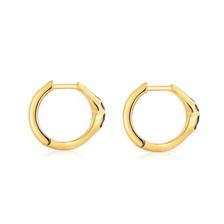 Kolczyki kreolki 10 mm ze srebra pokrytego 18-karatowym złotem, z motywem misia z onyksu TOUS Icon Color