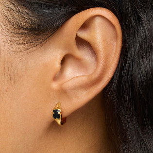 Kolczyki kreolki 10 mm ze srebra pokrytego 18-karatowym złotem, z motywem misia z onyksu TOUS Icon Color