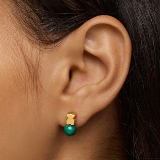 Kolczyki TOUS ze srebra powlekanego złotem 18-karatowym z malachitem Icon Mesh