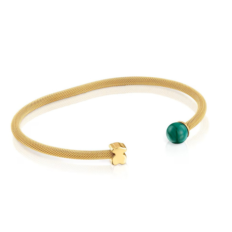 Bransoleta TOUS złotego koloru ze stali z malachitem Icon Mesh