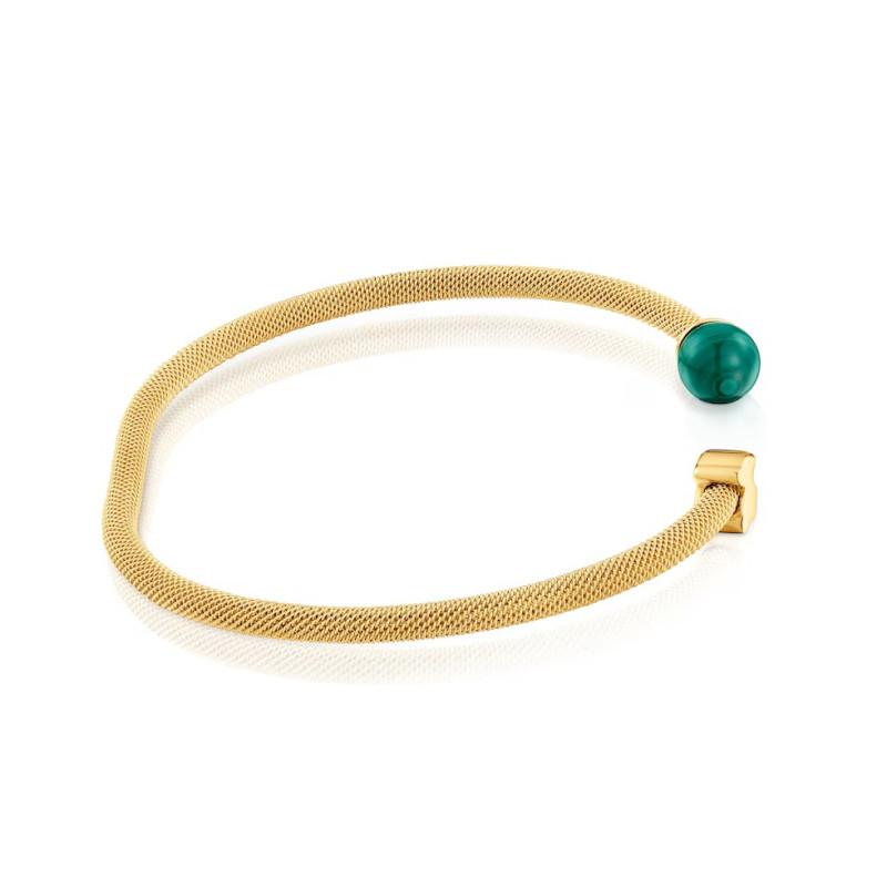 Bransoleta TOUS złotego koloru ze stali z malachitem Icon Mesh
