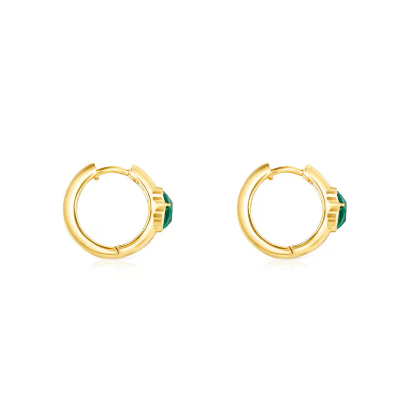 Tous Icon Color - Kolczyki z żółtego srebra Vermeil z fasetowanymi malachitami