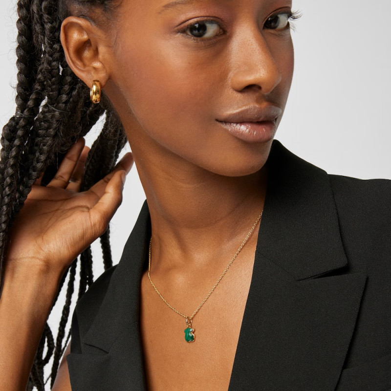 Zawieszka TOUS z żółtego srebra vermeil z malachitem Icon Color