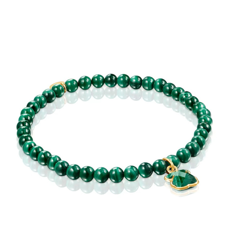 Bransoletka TOUS z żółtego srebra vermeil i malachitów Icon Color