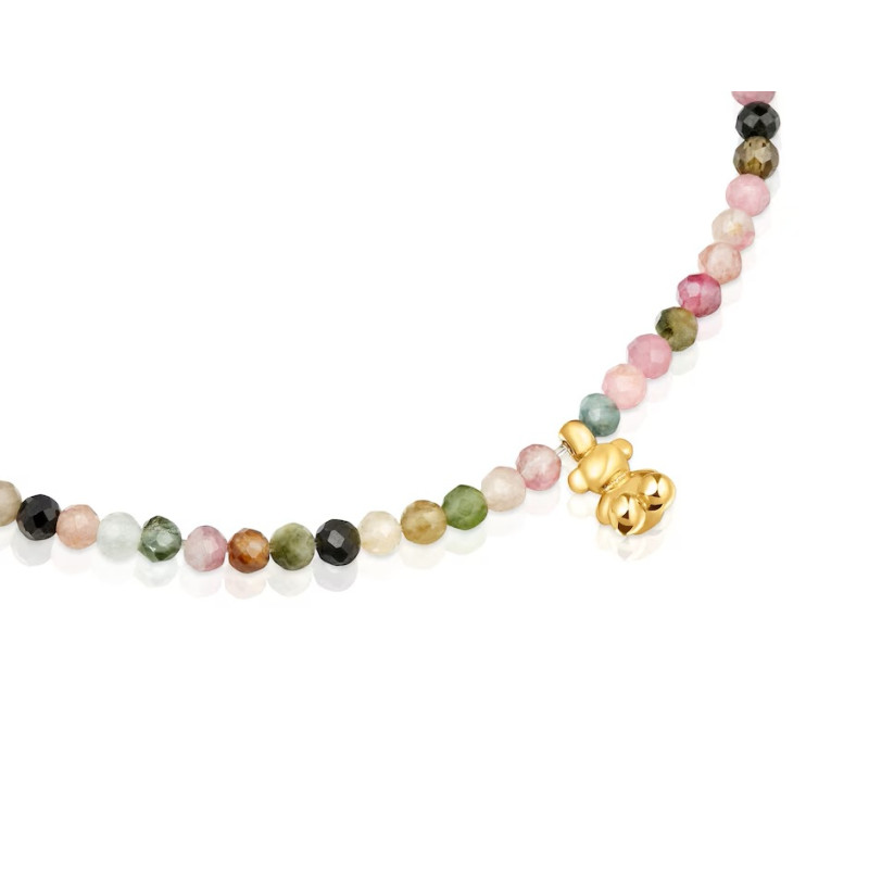 Elastyczna bransoletka  TOUS ze srebra pokrytego 18-karatowym złotem z turmalinami TOUS Bold Bear