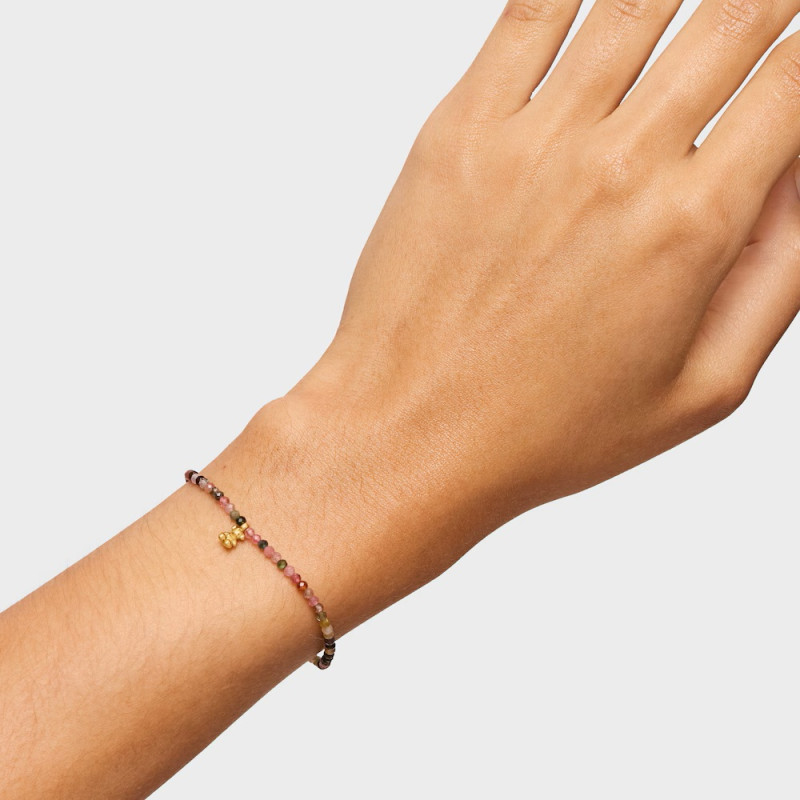 Elastyczna bransoletka  TOUS ze srebra pokrytego 18-karatowym złotem z turmalinami TOUS Bold Bear