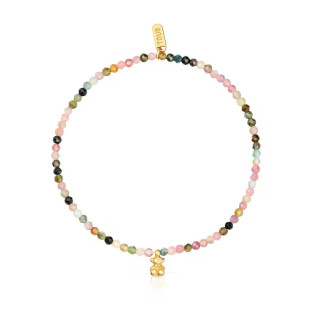 Elastyczna bransoletka  TOUS ze srebra pokrytego 18-karatowym złotem z turmalinami TOUS Bold Bear