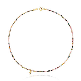 Krótki naszyjnik TOUS ze srebra pokrytego 18-karatowym złotem z turmalinami Bold Bear