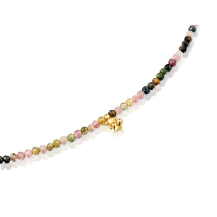 Krótki naszyjnik TOUS ze srebra pokrytego 18-karatowym złotem z turmalinami Bold Bear