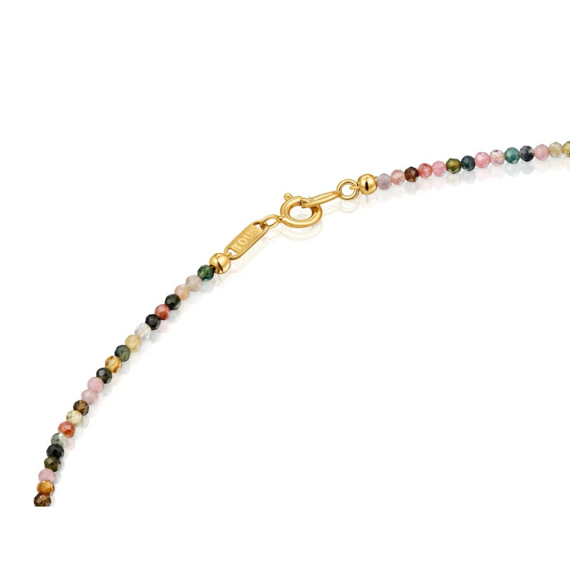 Krótki naszyjnik TOUS ze srebra pokrytego 18-karatowym złotem z turmalinami Bold Bear